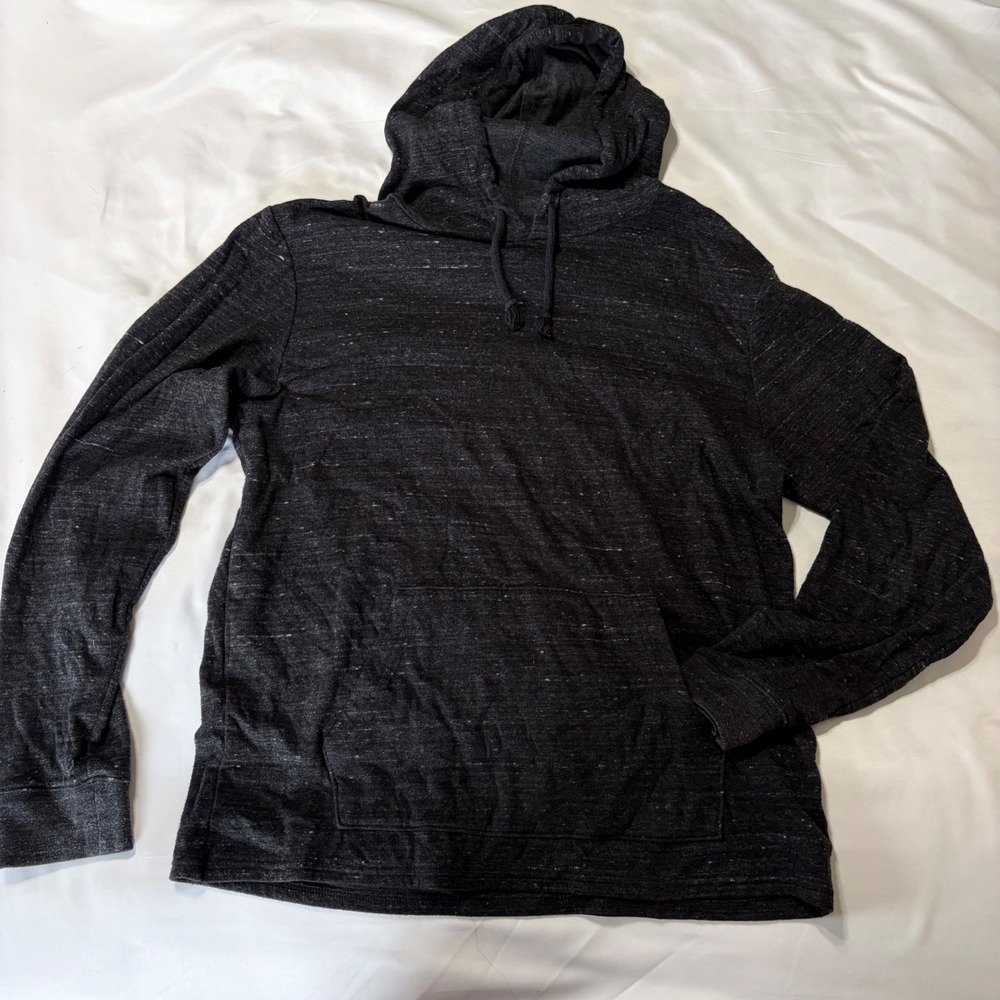 PacSun Mens Charcoal Gray Marl Space Dye Lightweight Pullover Hoodie Pocket